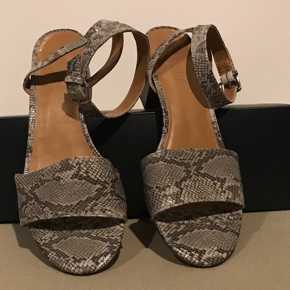 J Crew snakeskin 3" block heels 💋
